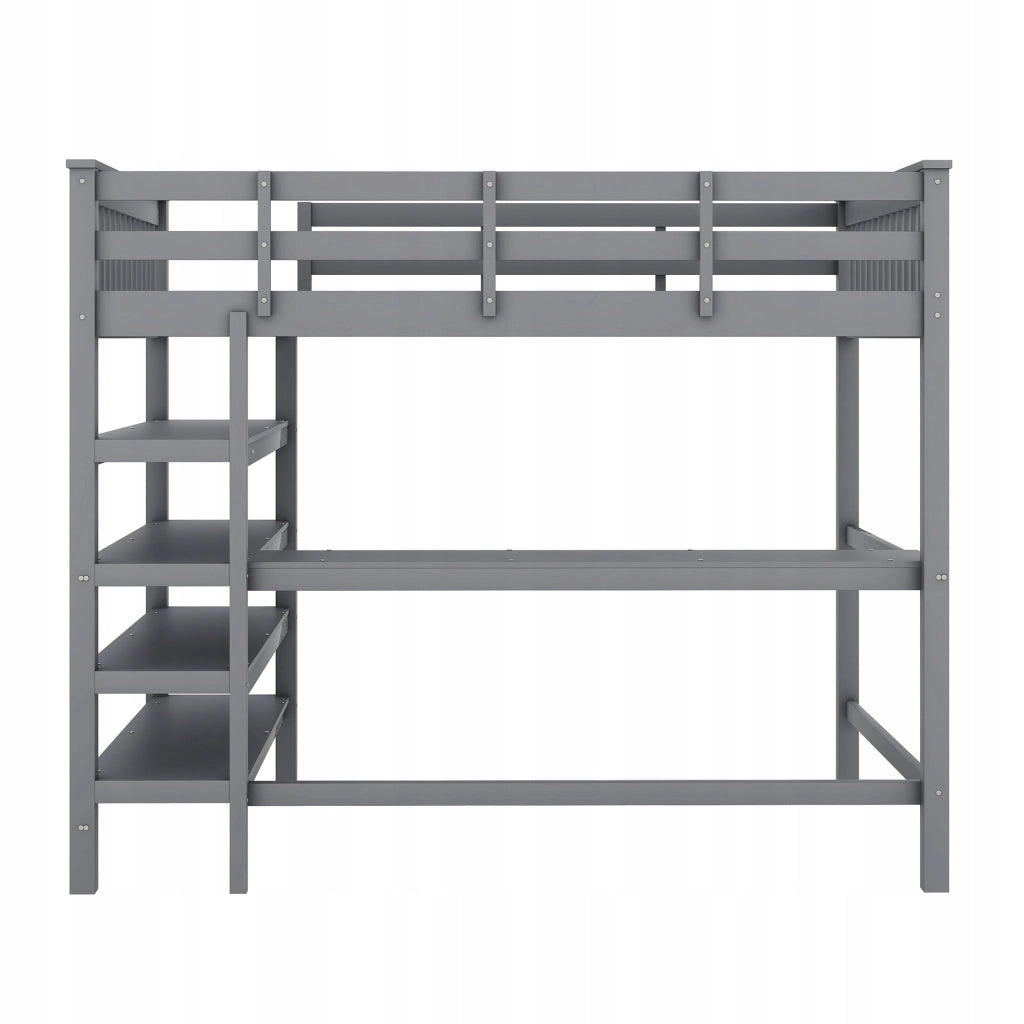 Letto a castello con scrivania - Xylo - 140x200 - Grigio senza materasso