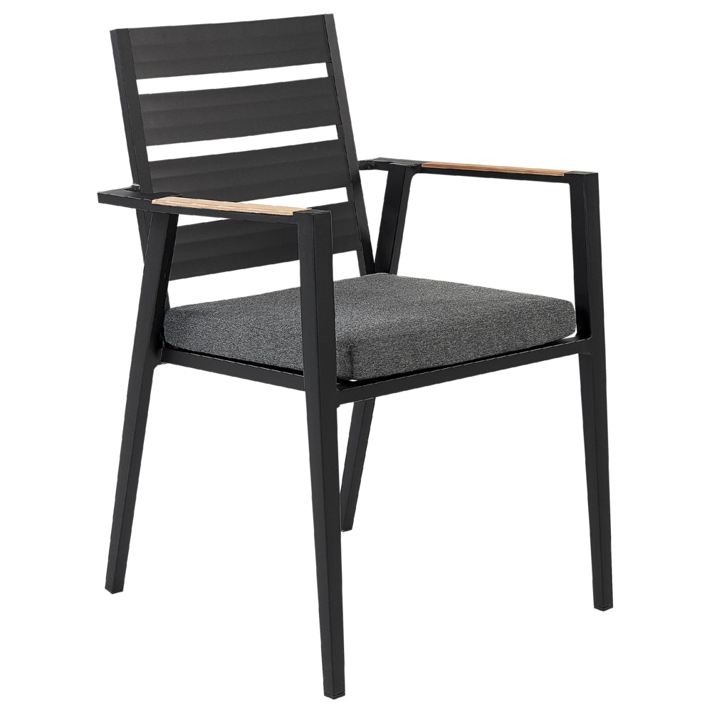 Set di 6 sedie da giardino in metallo nero grigio chiaro con schienale in legno set di 6 sedie da pranzo moderne