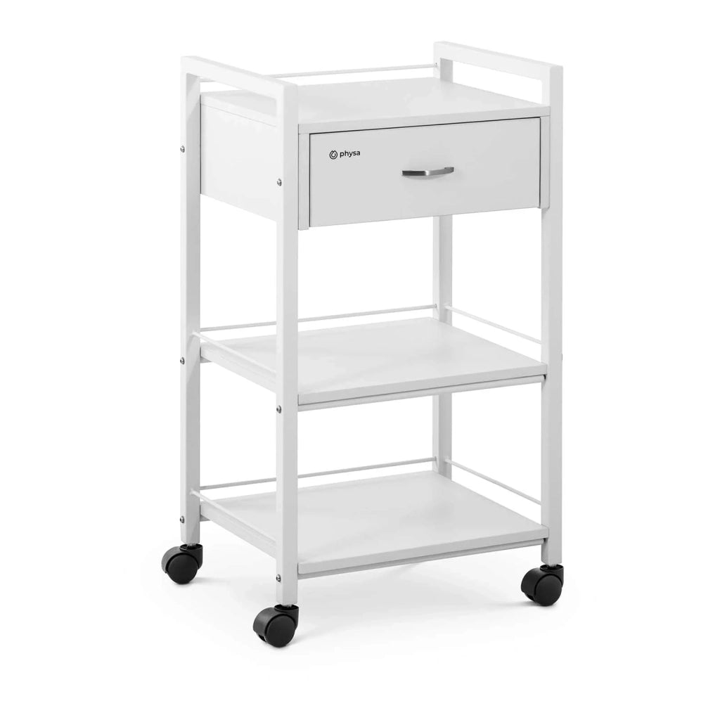 Carrello per parrucchiere - 1 cassetto - 3 ripiani - 47,5 x 40 x 85,5 cm bianco 14_0007862