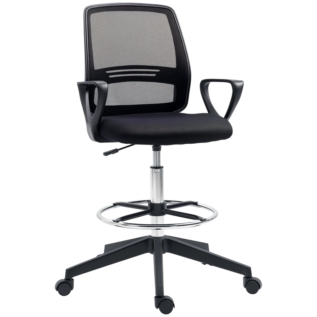 Sedia da Ufficio Ergonomica con Braccioli e Poggiapiedi Regolabile ¨C zephmum ¨C Nera con Rete