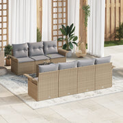 Set di divani da giardino 8 pezzi con cuscini Beige polirattan