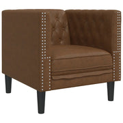 Poltrona | Sedia Relax Chesterfield Marrone in Similpelle Scamosciata