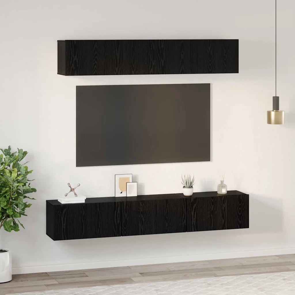 Set mobile TV 5 pcs Rovere Nero Legno multistrato 3393406