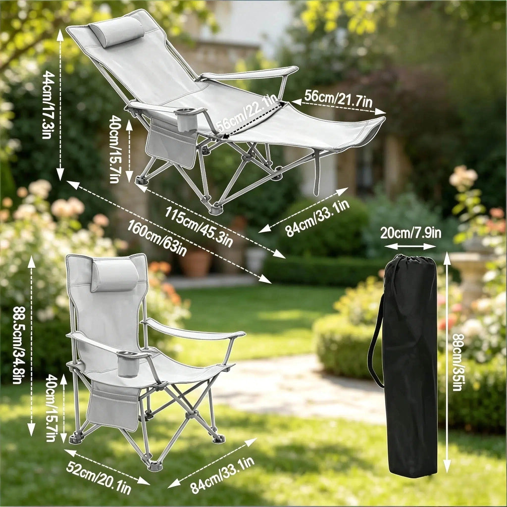 SEDIA PIEGHEVOLE RECLINABILE 115x84x88,5 cm Nera