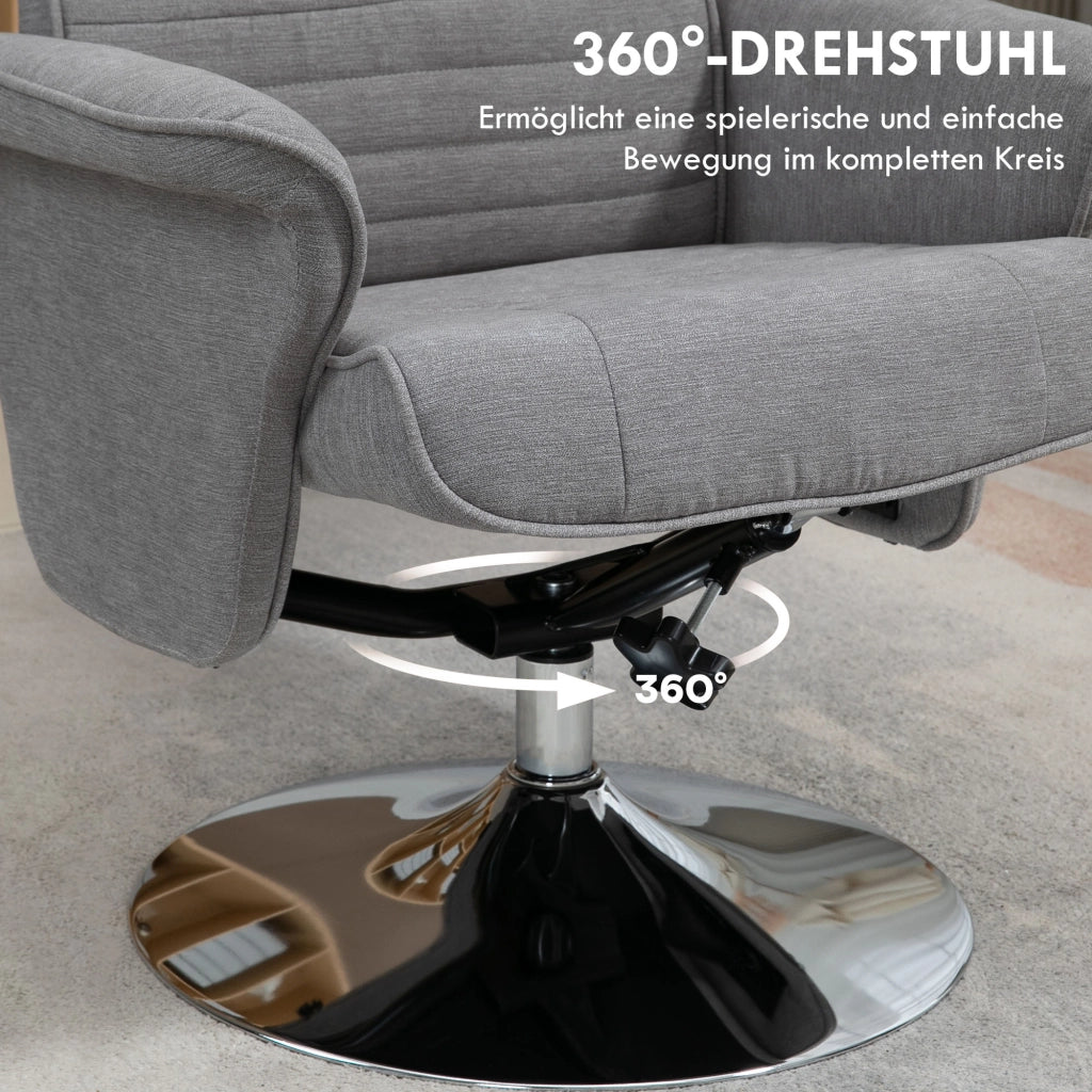 Poltrona Relax Girevole con Poggiapiedi e Schienale Regolabile ¨C Zephmum ¨C Grigio 69x71x104 cm