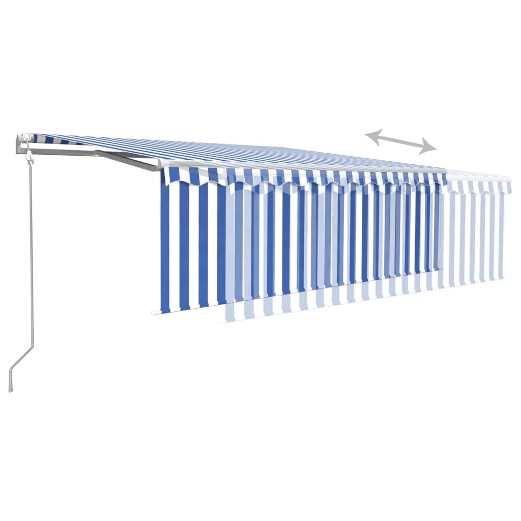 Tenda Automatica Parasole Sensore Vento LED 4x3m Blu Bianca 3069311