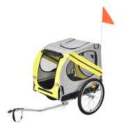 Rimorchio per Bicicletta per Trasporto Cani 138 x 71 x 90 cm Carrello per Trasporto Animali Domestici Carico Max.26 kg - Giallo-Griggio-Nero