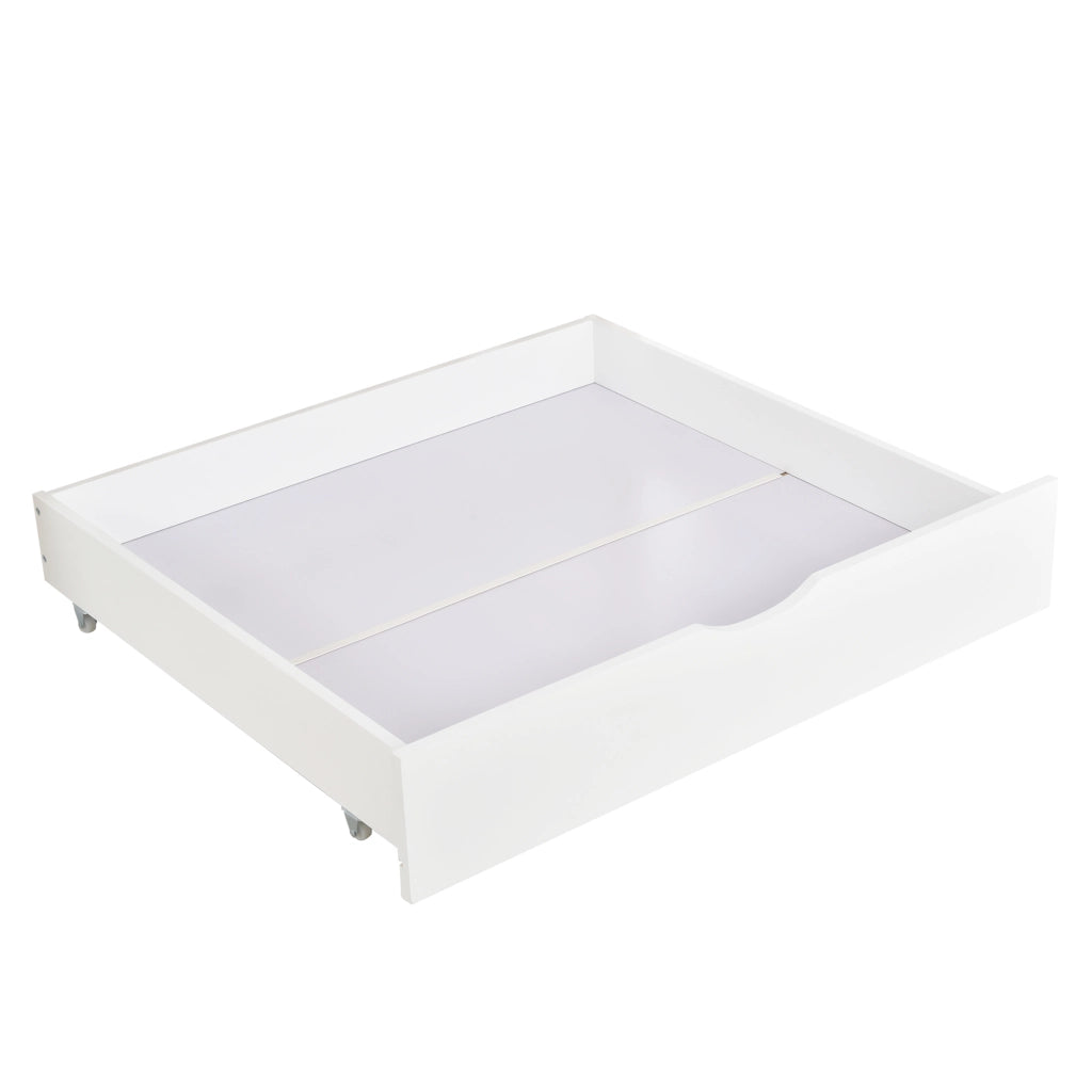 DESMIU Letto a Casetta Singolo con 2 Cassetti 90 × 200 cm Senza Materasso in Legno Massello e MDF Bianco