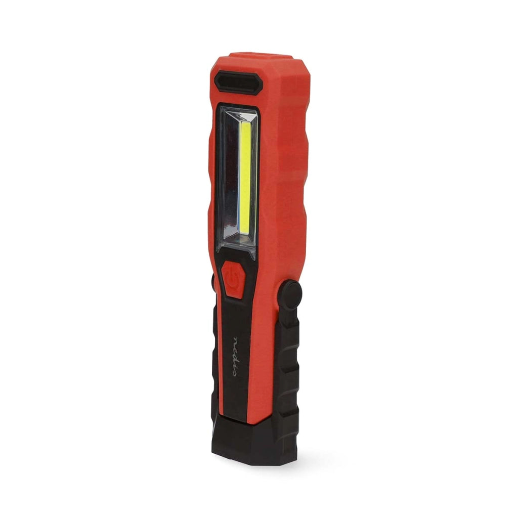 Torcia da lavoro ricaricabile a LED da 4W 300lm con gancio e magnete Nero / Rosso Nedis
