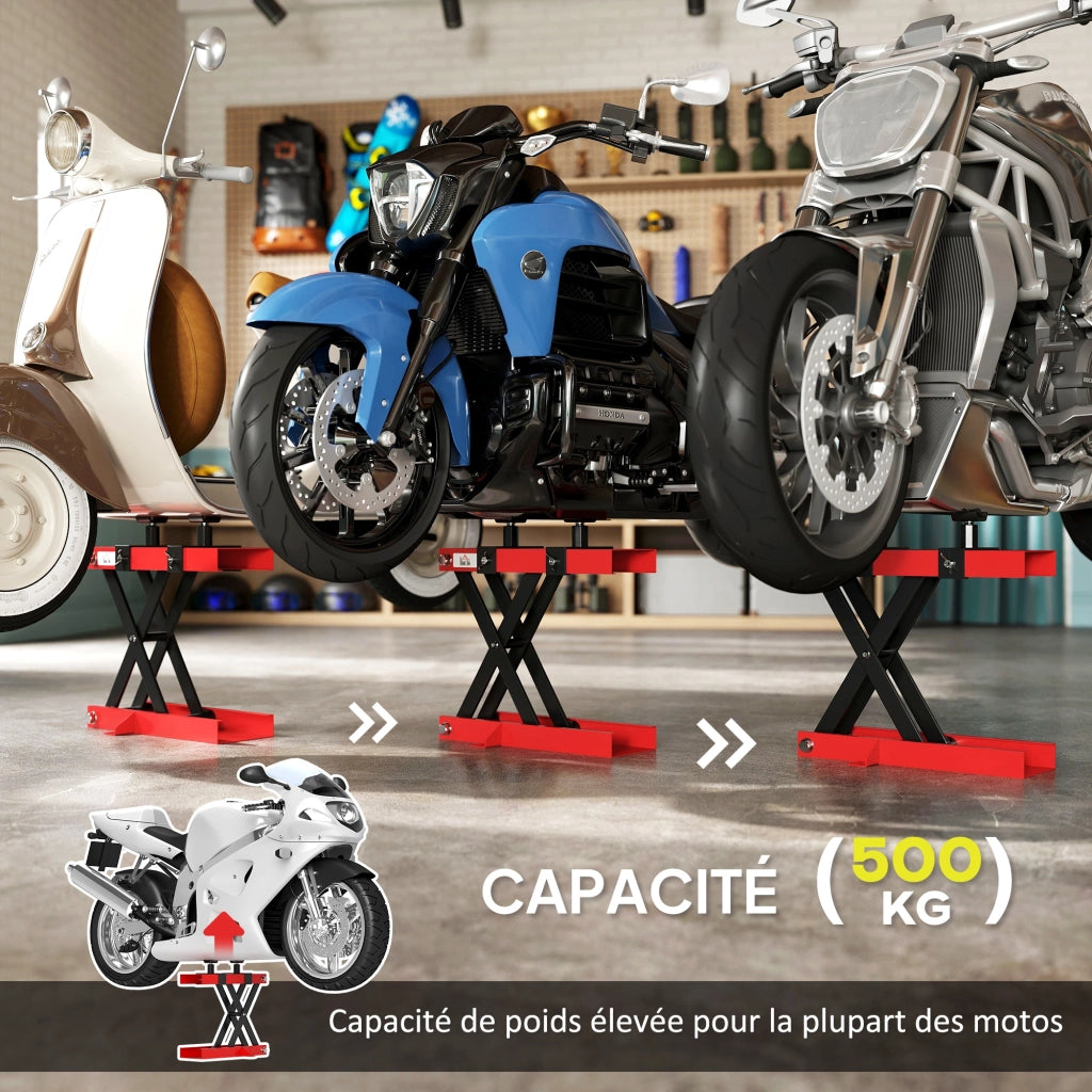 Cric Moto a Forbice ¨C Zephmum ¨C Rosso, 500 kg, 45x15x9.5-40 cm