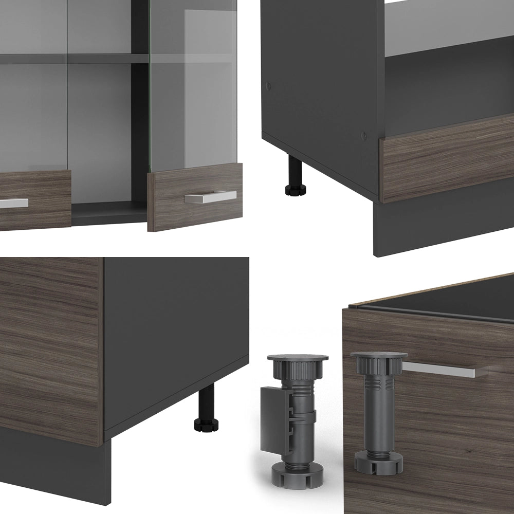 Vicco Cucina angolare completa Grigio nobile/antracite 227 x 287 cm , PL Rovere