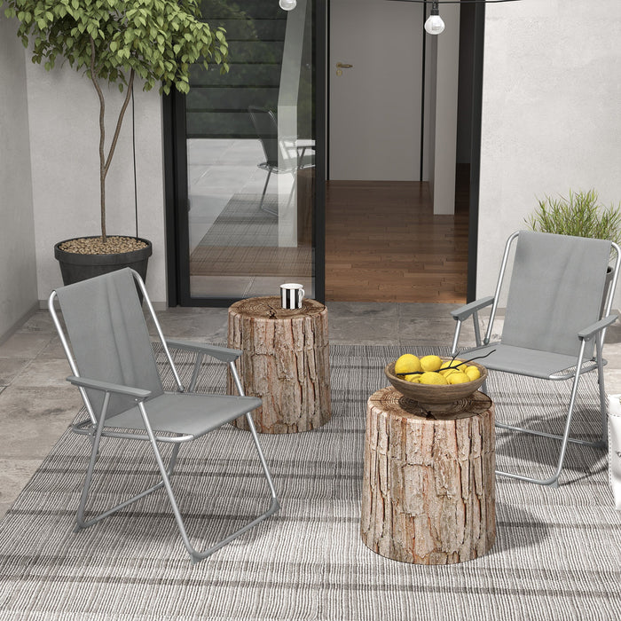 Set 2 Sedie da Giardino Pieghevoli con Braccioli e Seduta 53x54x76 cm in Tessuto Grigio