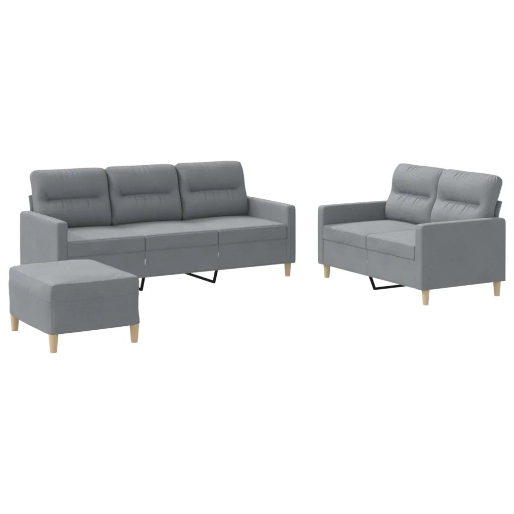 Set di Divani 3 pz con Cuscini Grigio Chiaro in Tessuto 3201608