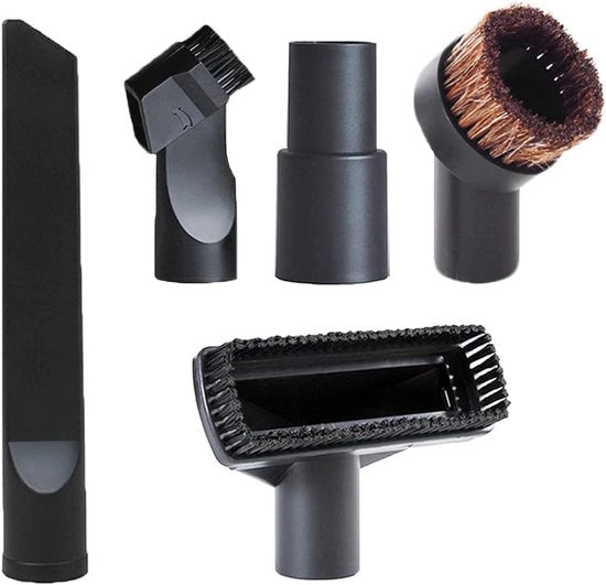 Set di pennelli per aspirazione - Universali, per pulire mobili - Adattatore diametro interno 32/35mm - Per uso in casa e auto - Elimina polvere - Nero - Multiuso - 5 pezzi
