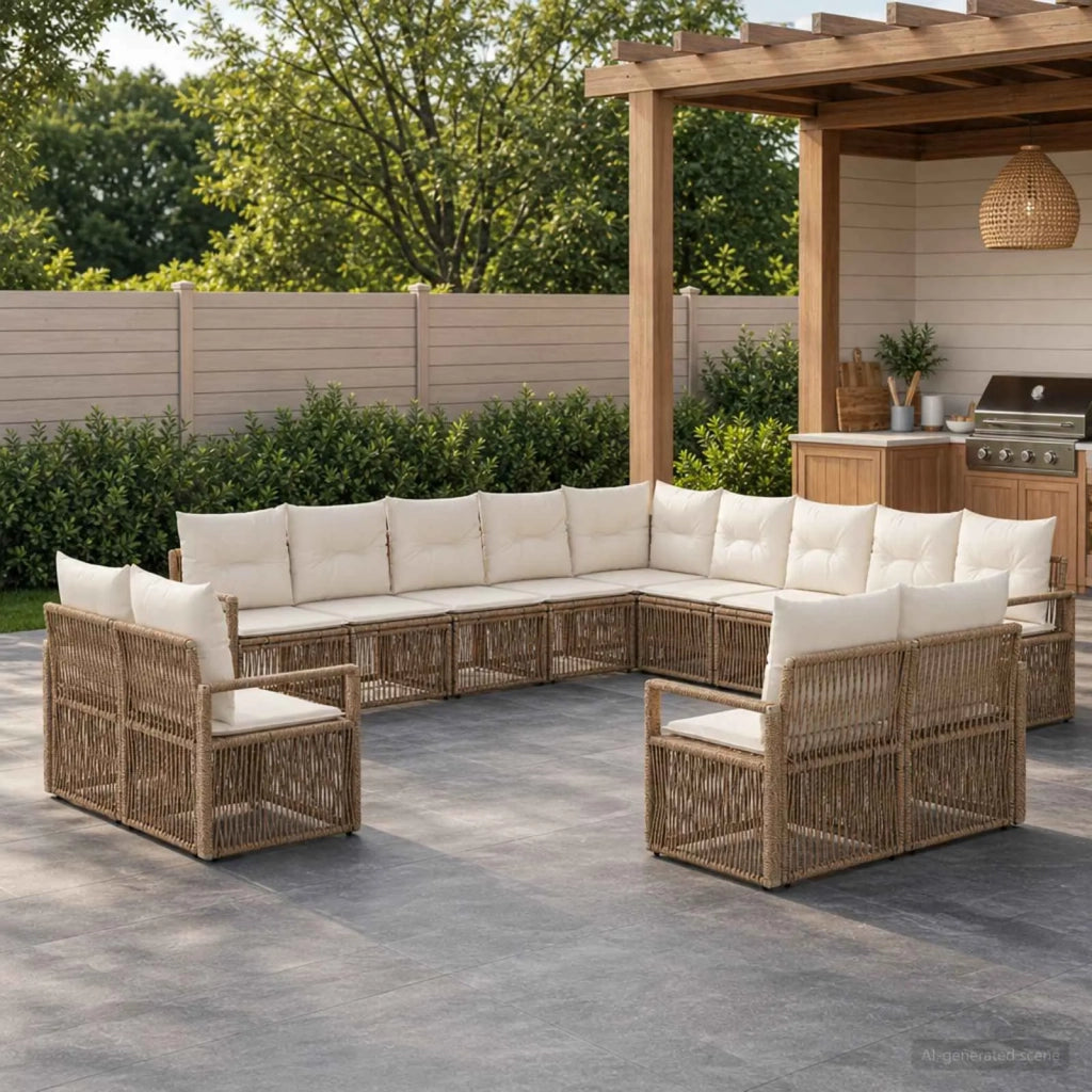 Set Divano da Giardino 13 pz Beige polyrattan 3435894