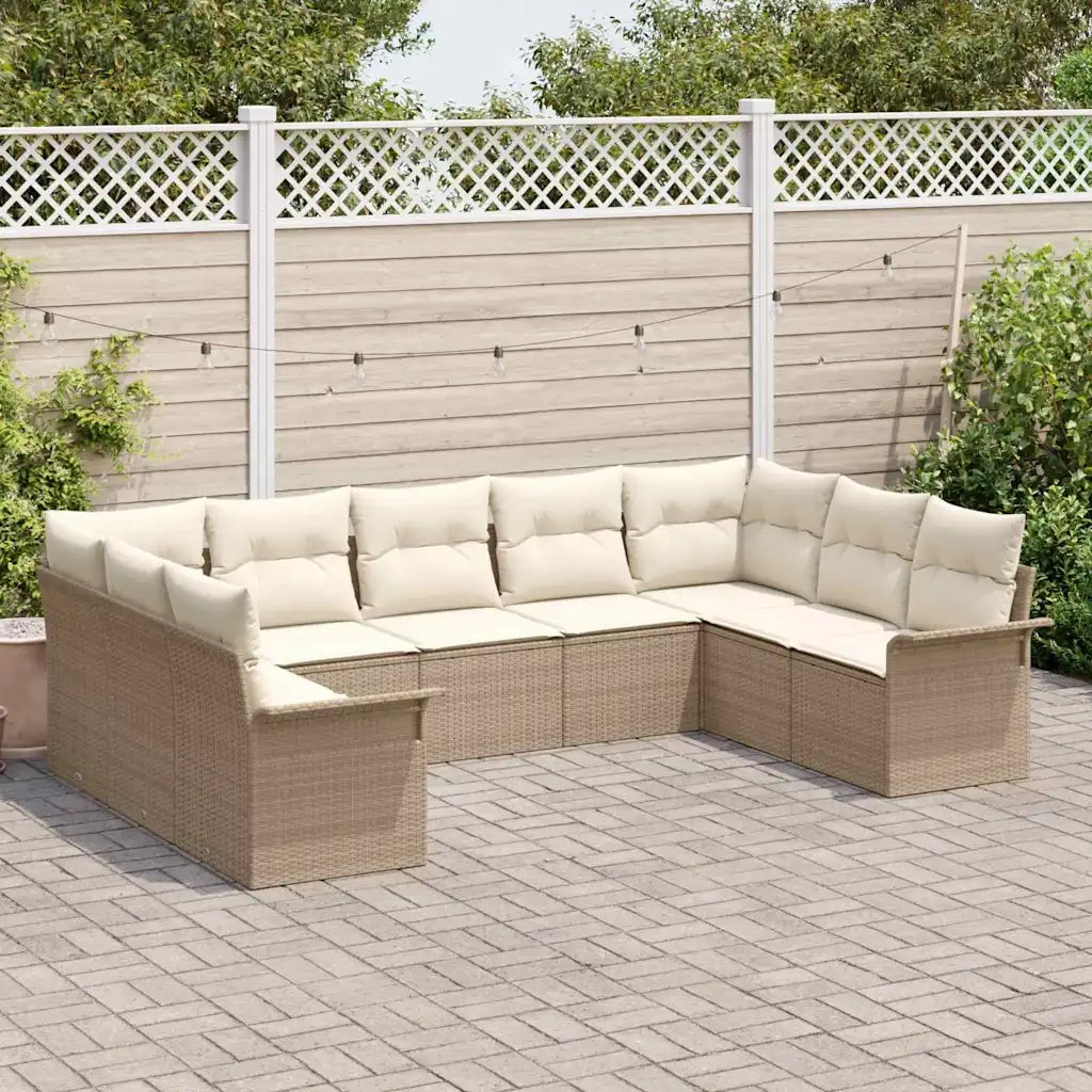 Set Divano da Giardino con archiviazione 9 pcs Beige polyrattan 3354190