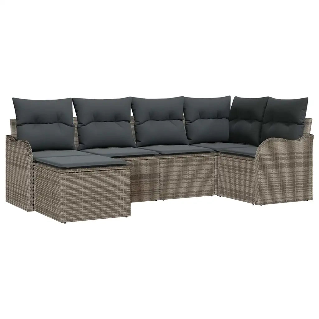 Set Divano da Giardino con cuscino 6 pcs Grigio Poly Rattan 3354438