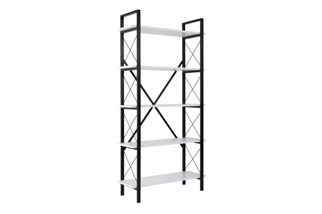 Libreria in legno Elysian - 90 x 33 x 180 cm - Bianco e nero