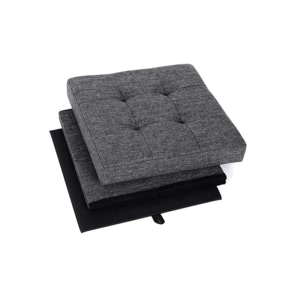 Pouf contenitore pieghevole grigio scuro in simil lino