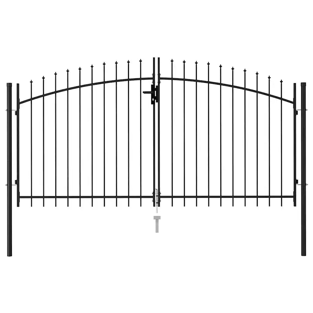 Cancello a Doppia Anta con Punte in Acciaio 3x1,5 m Nero cod mxl 48921