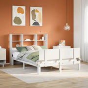 Letto Libreria senza Materasso-Struttura Letto con contenitore Bianco 160x200 cm Legno di Pino 348445