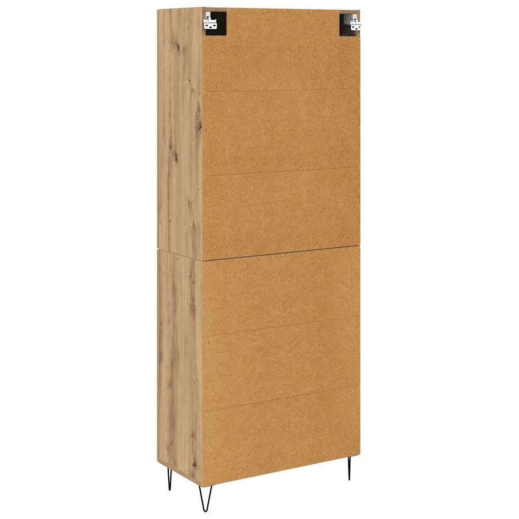 Credenza 2 pcs Rovere artigianale Legno ingegnerizzato e vetro