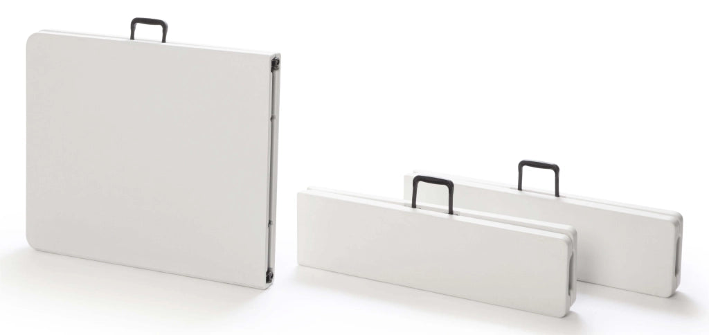 Set Birreria da Giardino Pieghevole in Ferro Tavolo 182x75 cm e 2 Panche Taddei Plastik Bianco