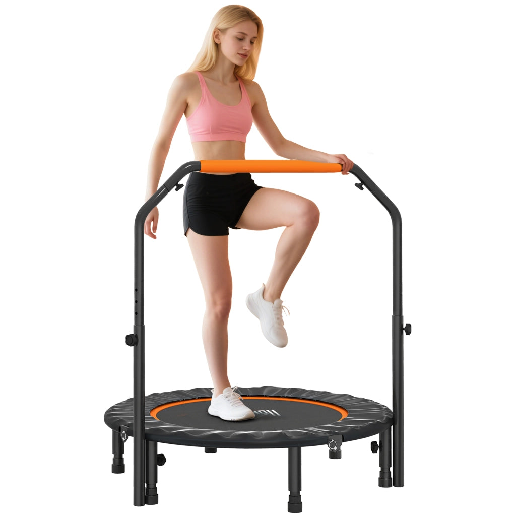 Trampolino da fitness ginnastica regolabile pieghevole 6 piedi 28 molle ¨C zephmum ¨C nero arancio ? 102 cm