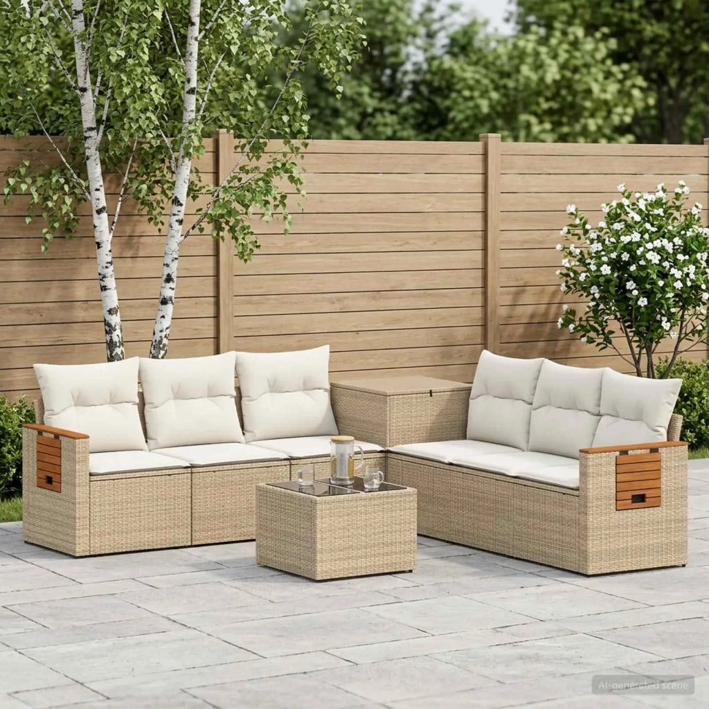 Set di divani 8 pz Beige e Bianco Crema 3448598