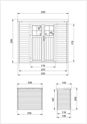 TIMBELA M310F Casetta da Giardino in Legno per esterni con porta con serratura di alta qualit?  - 239x144x200 cm/2.6m2