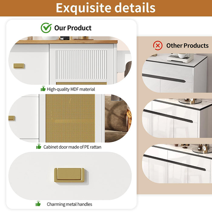 Isola cucina indipendente - Xylo - 120x73x90cm bianco ruote