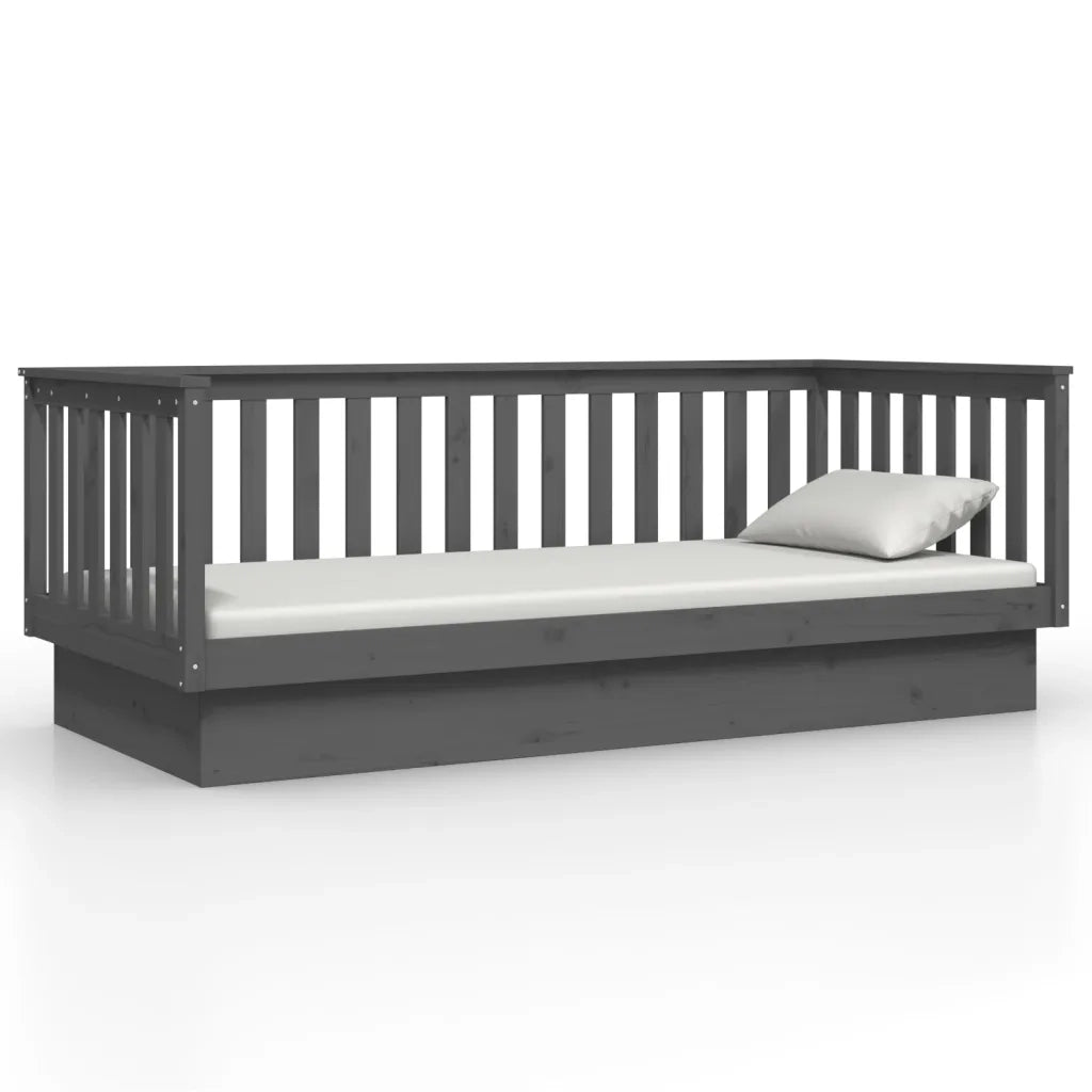 Letto singolo | Letto per adulti | Dormeuse Grigia 80x200 cm in Legno Massello di Pino