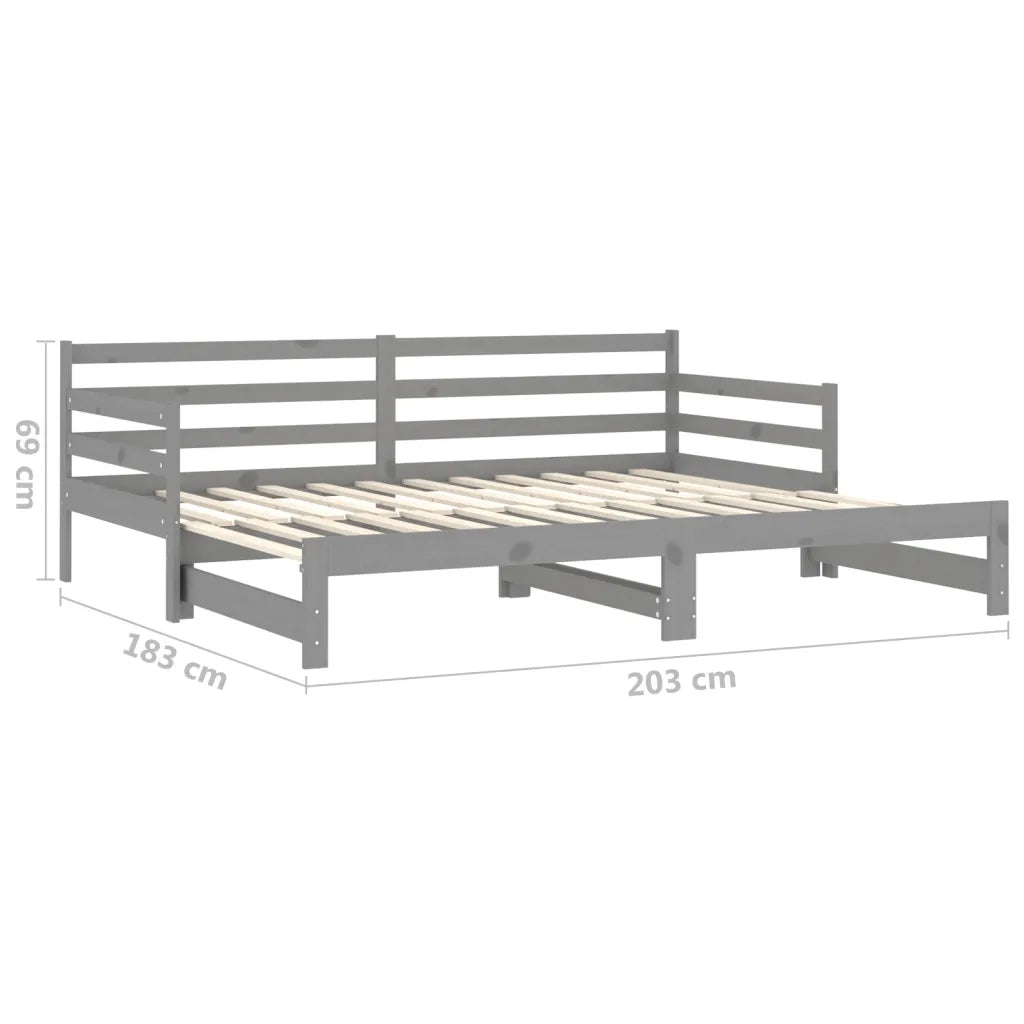 Dormeuse Estraibile 2x(90x200) cm Grigia in Legno di Pino 3083661