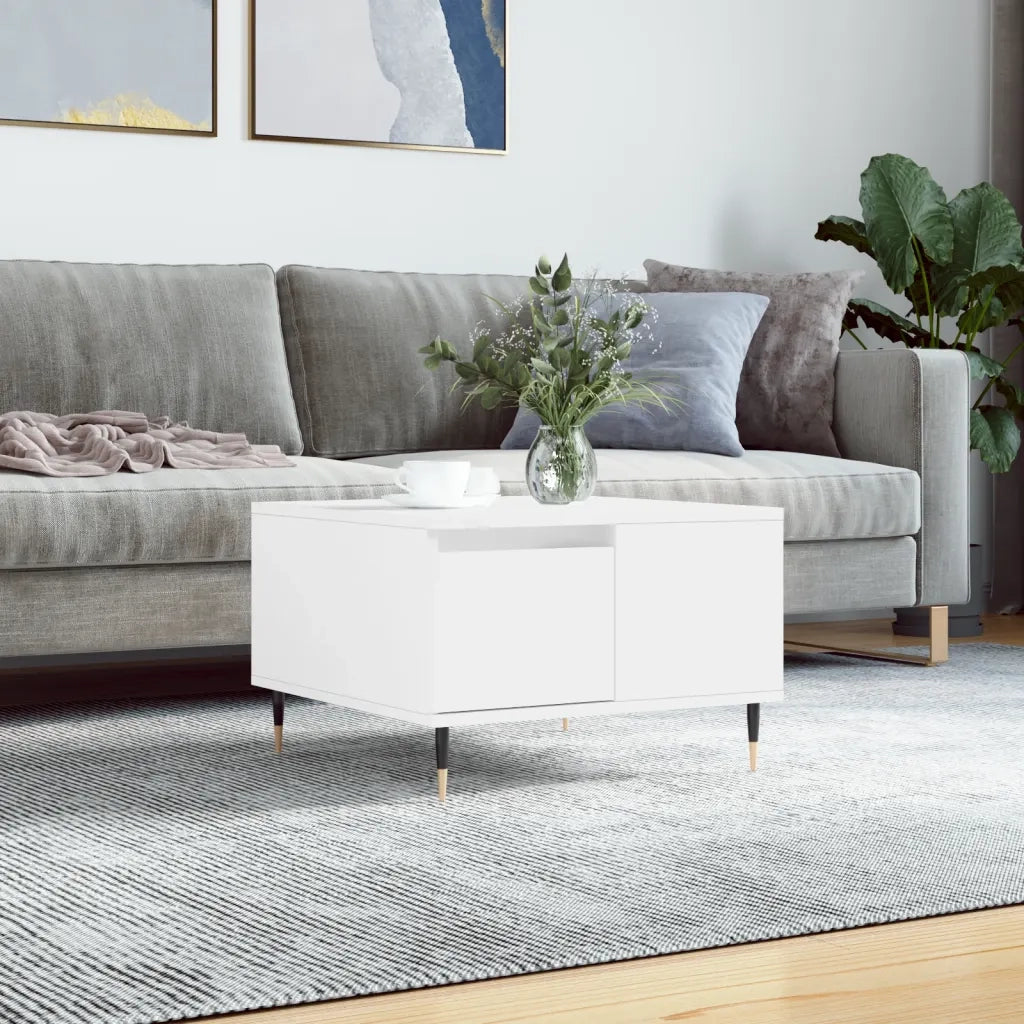 Tavolino da Salotto-Tavolino da soggiorno-Tavolo Bianco 55x55x36,5 cm in Legno Multistrato 865645