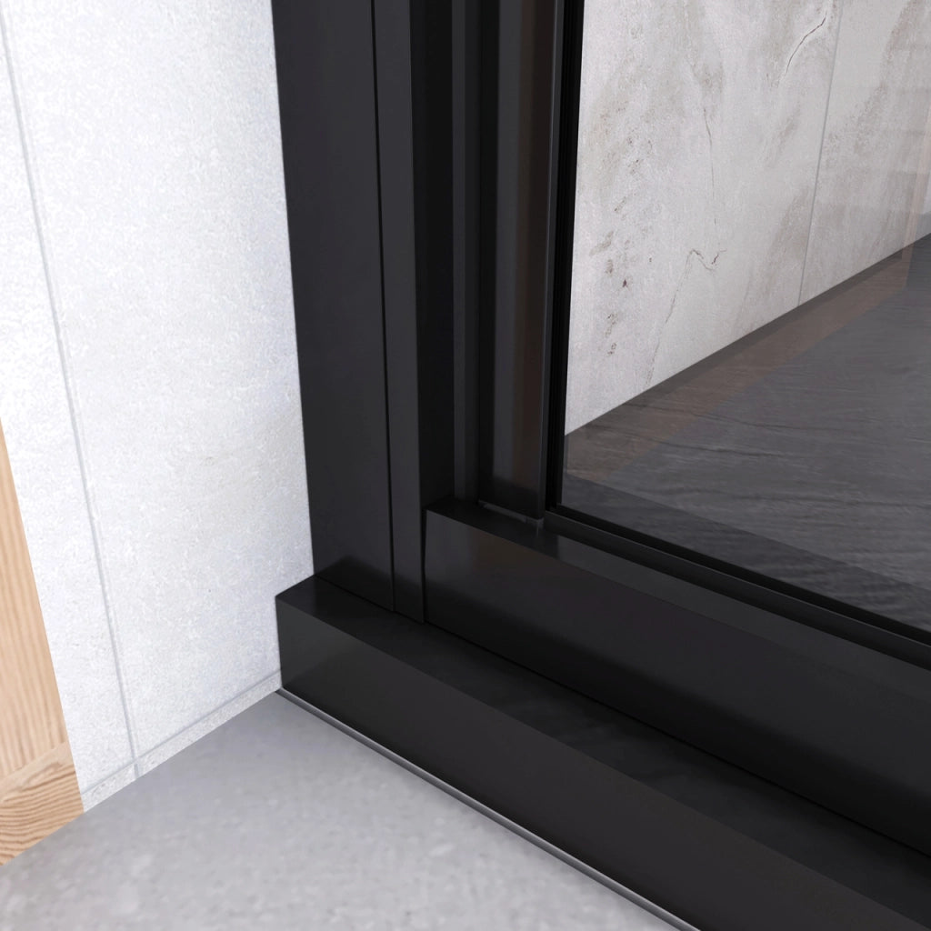 185 cm Box Doccia per Nicchia Porta a Soffietto Vetro Temperato 5 mm Trasparente  Profilo Nero Opaco 96 cm