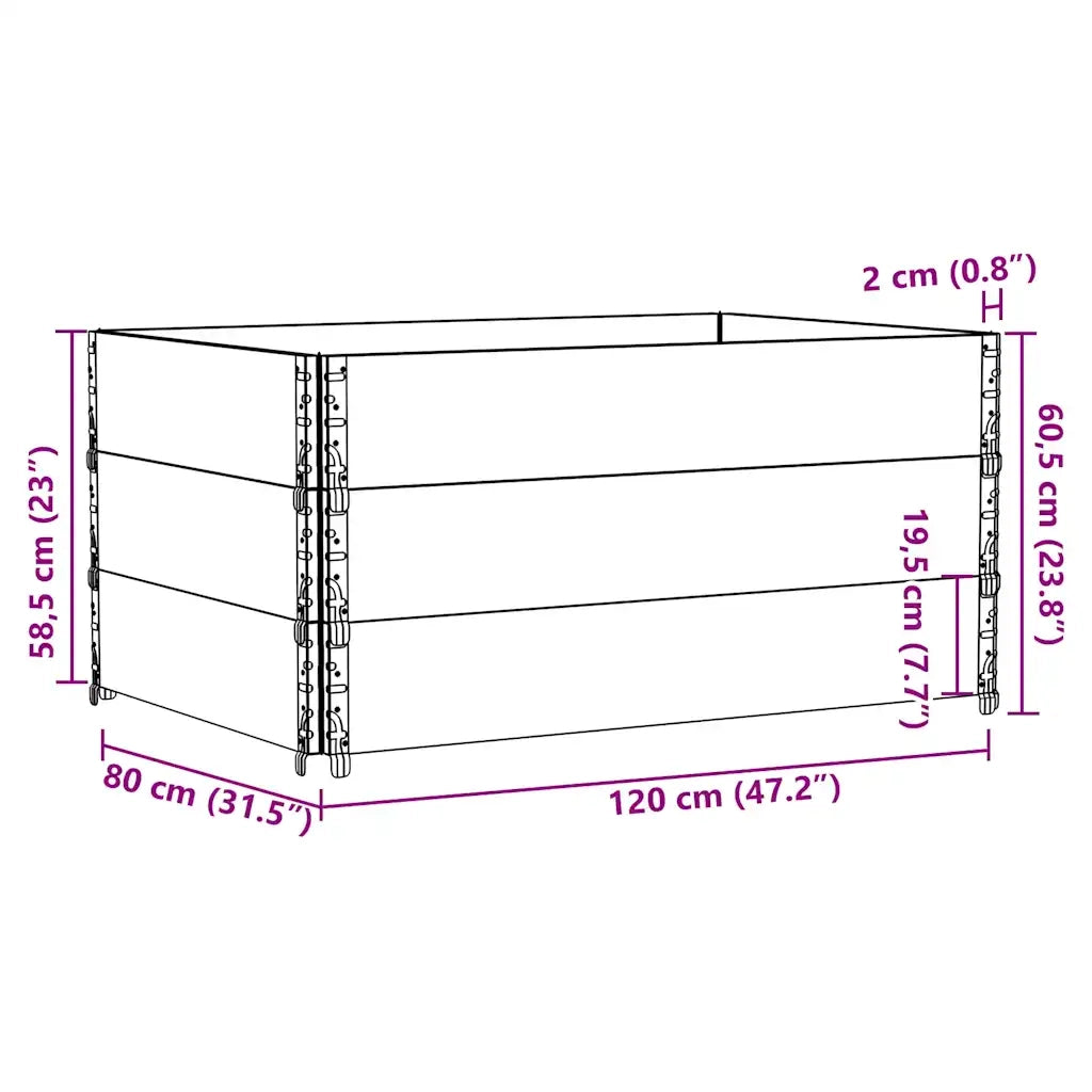 Paretali per Pallet 3 pz Neri 120x80cm Legno Massello di Pino CFW1376544