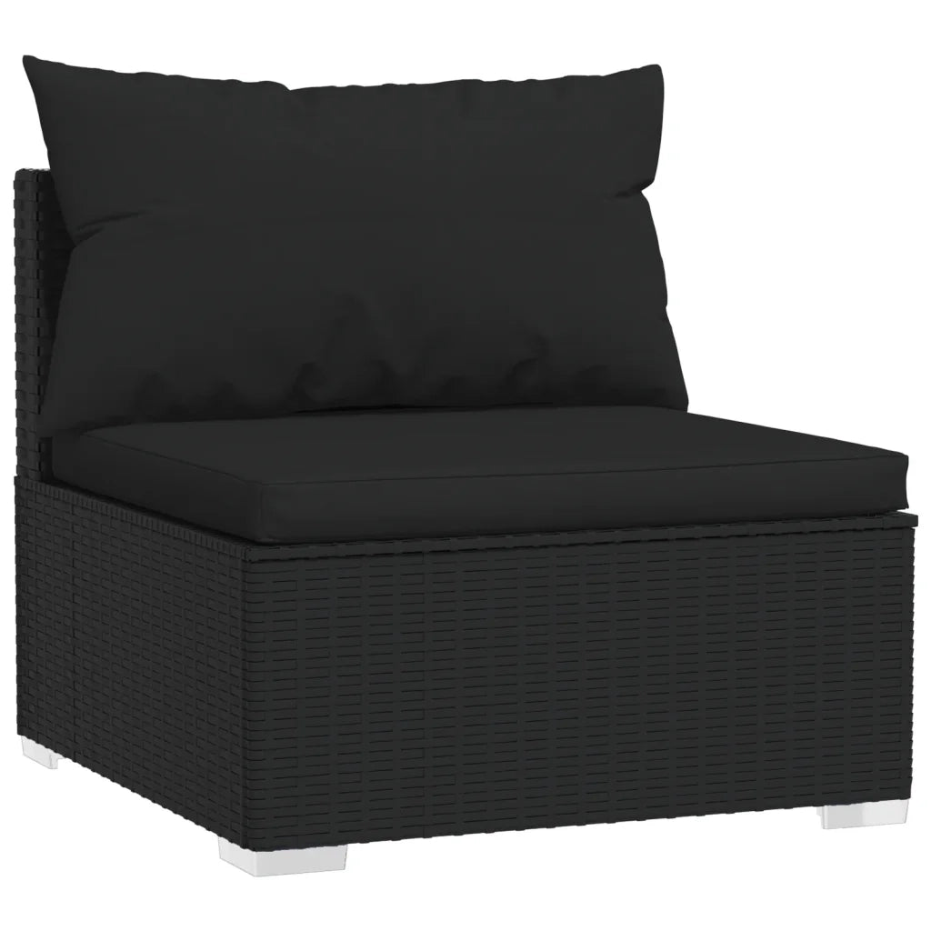 Set Divani da Giardino 6 pz con Cuscini in Polyrattan Nero cod mxl 40417