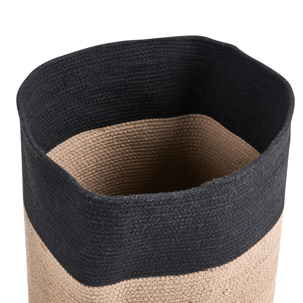 Cestino in tessuto di cotone bianco sporco con accessori per la conservazione del coperchio boho