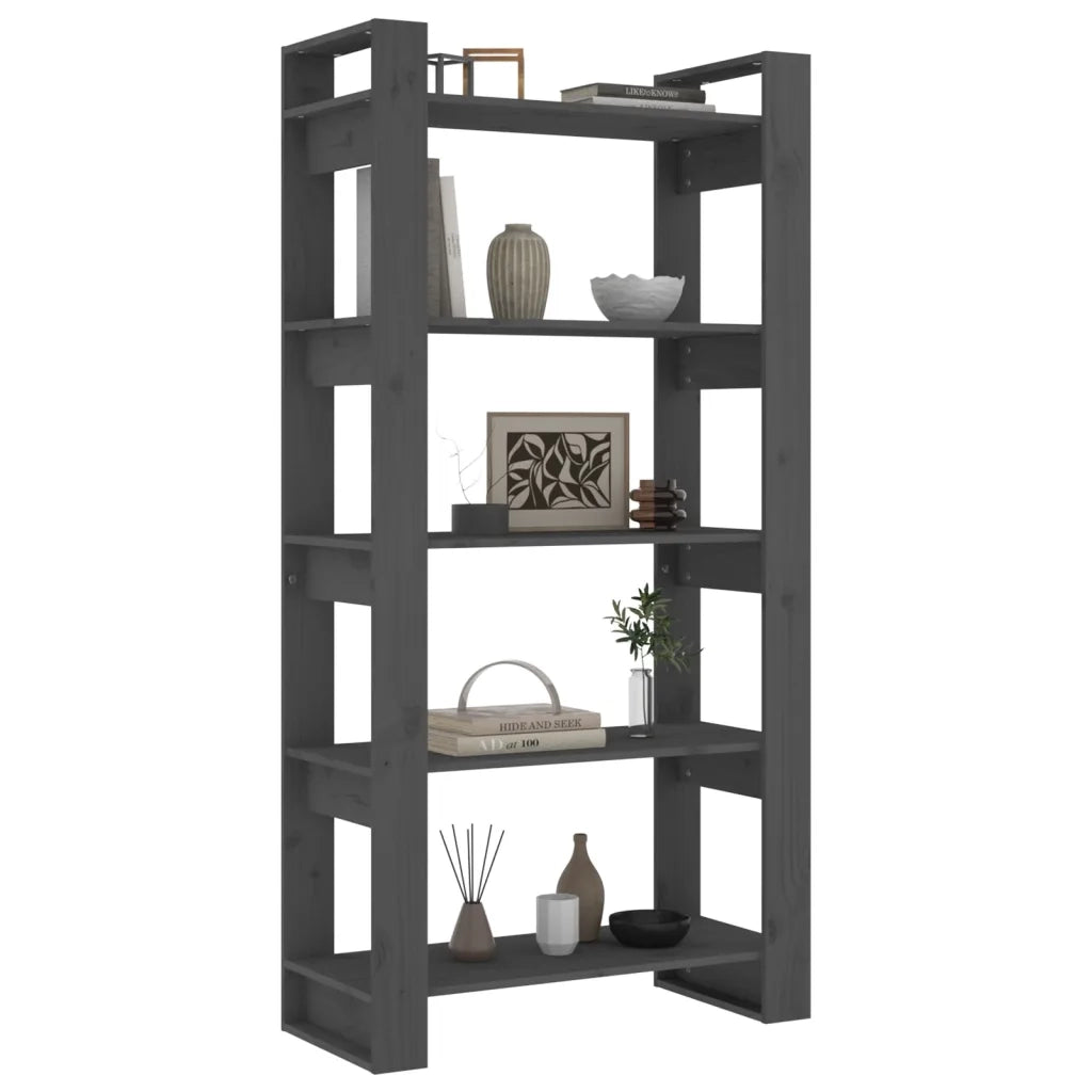 Libreria/Divisorio Grigio 80x35x160 cm Legno Massello 813911