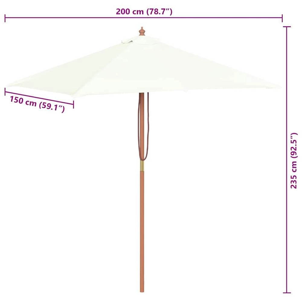 Parasol With Wooden Pole 150x200 Cm Sand White