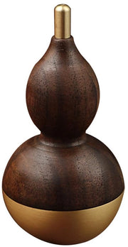 Figura Wu Lou in metallo e legno di noce, simbolo di prosperità, salute e fortuna, decorazione per casa, ufficio o regalo.
