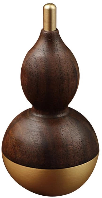 Figura Wu Lou in metallo e legno di noce, simbolo di prosperità, salute e fortuna, decorazione per casa, ufficio o regalo.