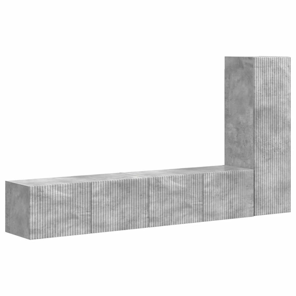 Set mobile TV 3 pz-Credenza per TV Grigio cemento Legno multistrato 130455