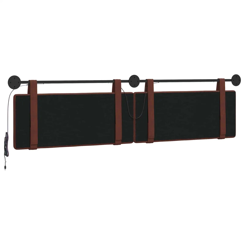 Testiera sospesa Con luce LED Marrone Lucido PU Antico