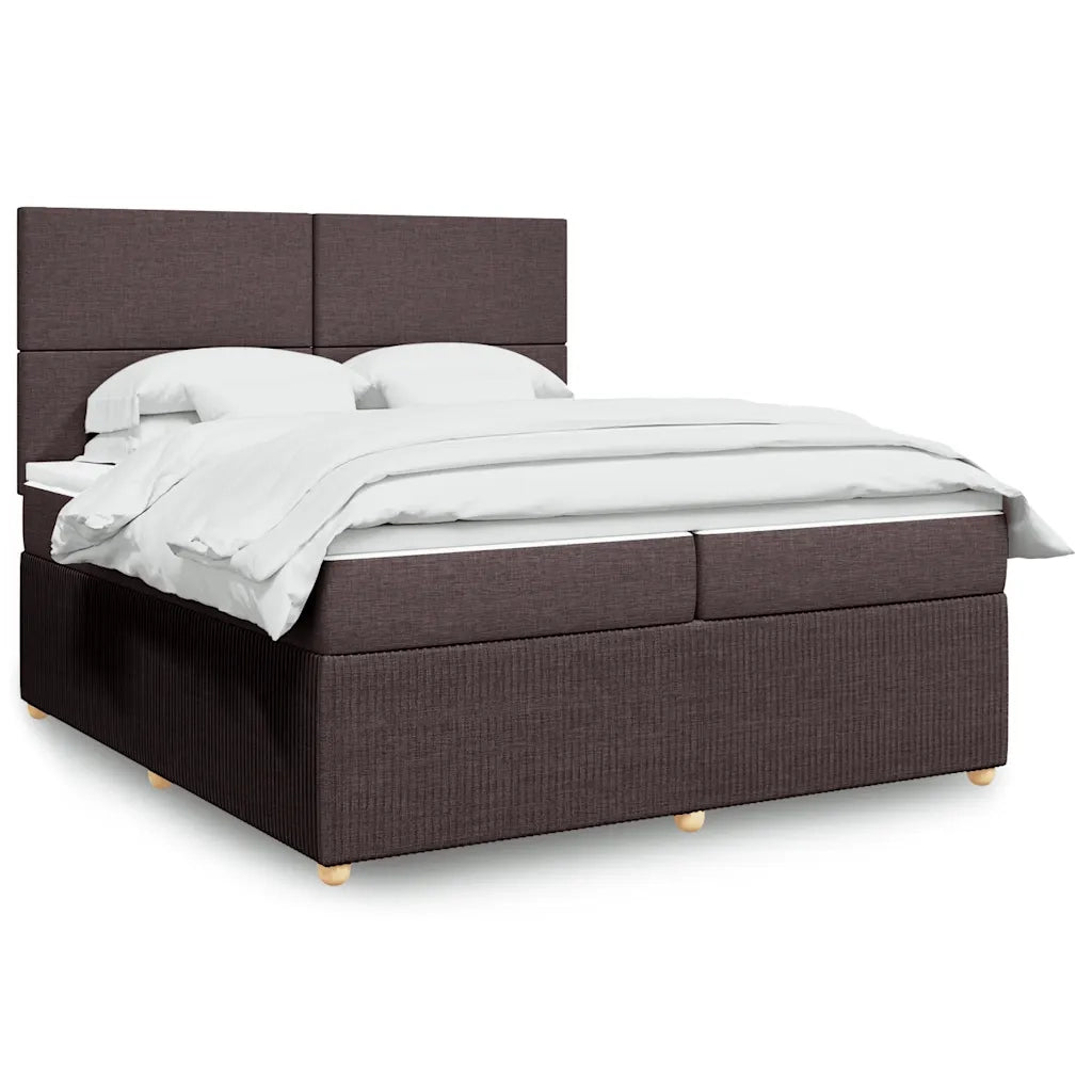 vidaXL Giroletto a Molle con Materasso Marrone Scuro 200x200cm Tessuto