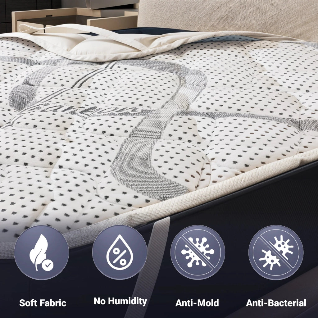 Topper King Size200X200 Traspirante Altezza 5 cm | Correttore Materasso con Proprietà Ergonomiche | Imbottitura in Ovatta Soft | Tessuto Anallergico e Antiacaro