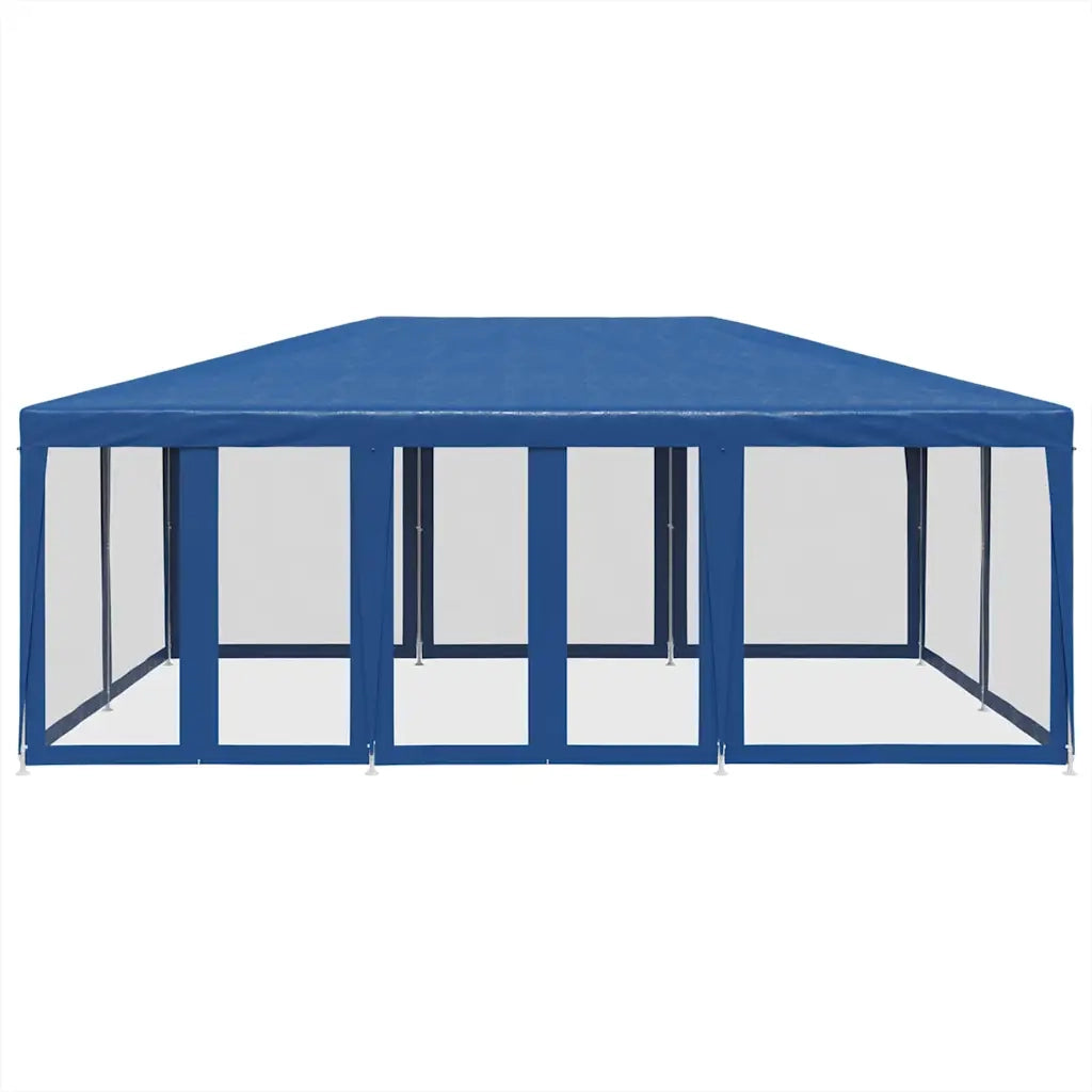 Tenda per Feste con 10 Pareti Laterali in Rete-Tenda da campeggio Blu 6x4 m HDPE
