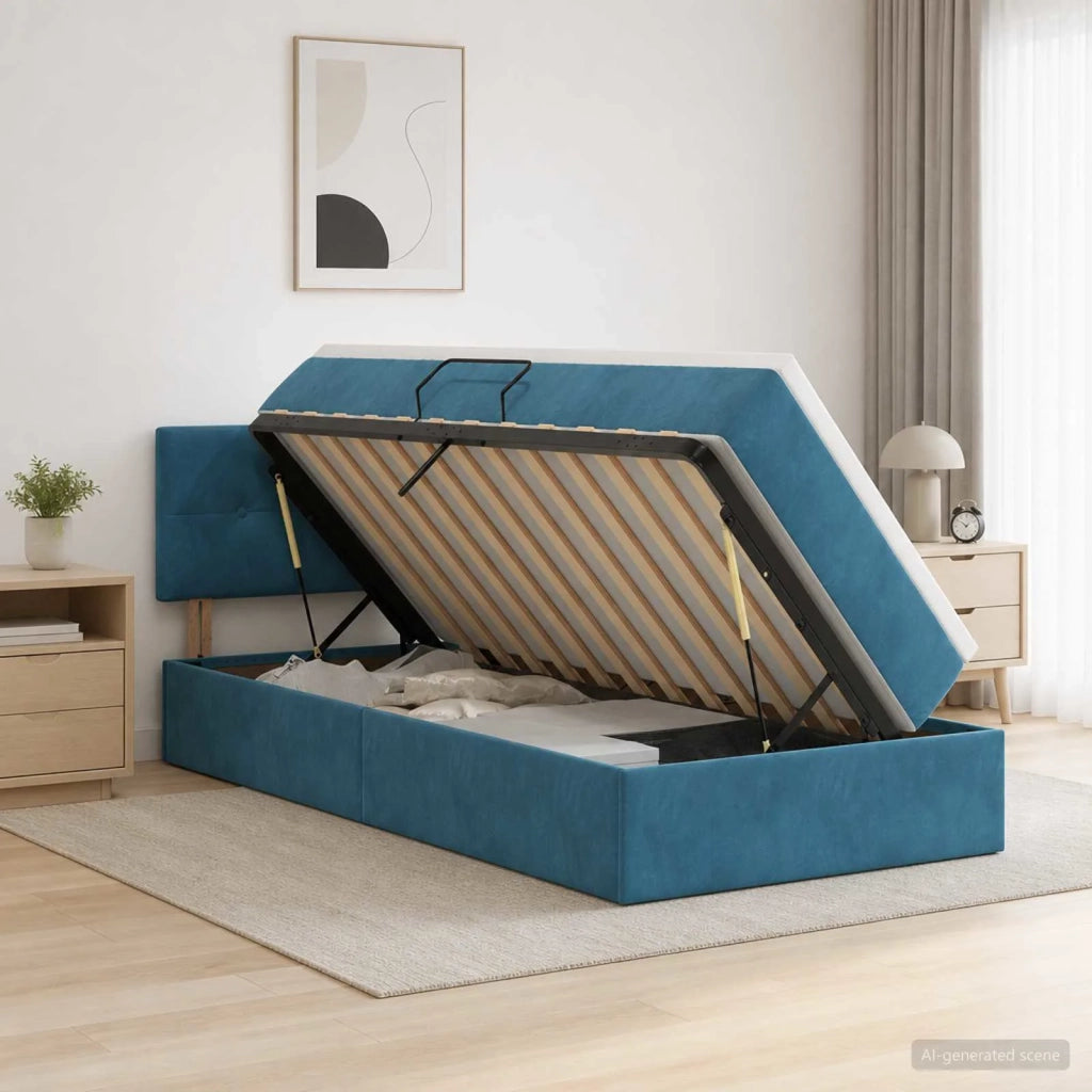 Letto con Contenitore Blu Scuro 100 x 200 cm Velluto 3458791