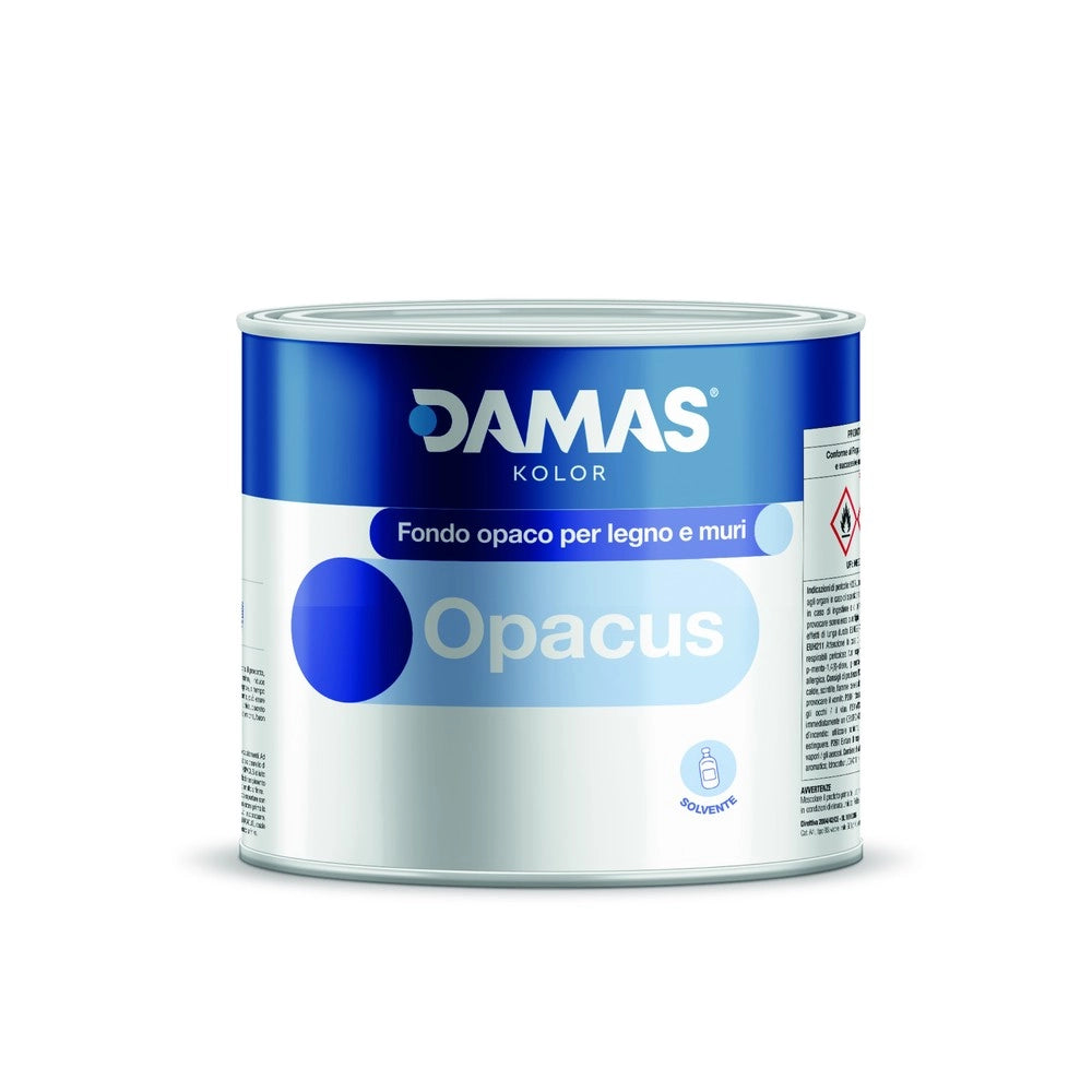 Damas opacus pittura opaca di fondo per legno e muri *** formato 0,500 lt, colore- bianco, confezione 1