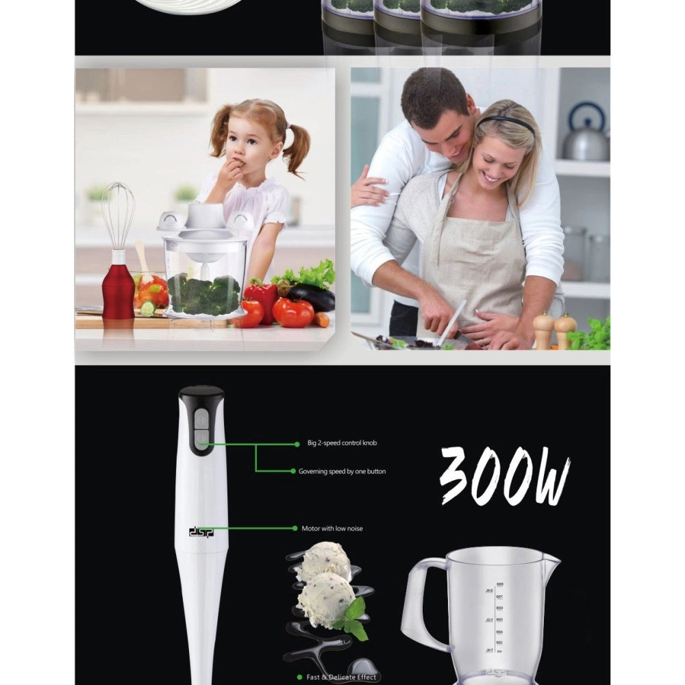 Trade Shop - Mixer A Immersione 2 Velocità Robot Da Cucina Sbattitore Mini Tritatutto 300w -